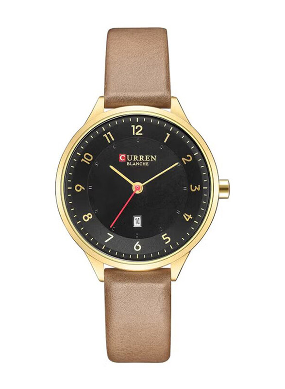 

Curren Analog Watch for Women with Leather Band, Water Resistant, C9035L-1, Brown-Black