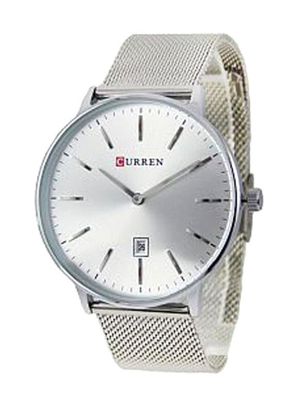 

Curren Analog Watch for Men with Stainless Steel Band, Water Resistant, Cu8302SS, Silver