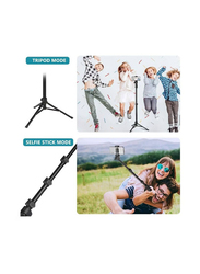 Selfie Stick Tripod with Bluetooth Remote for Apple iPhone, Android Phone, Small Camera, Black