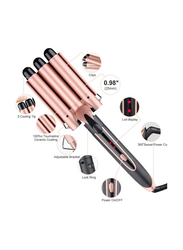 Arabest Adjustable Temperature Double Anion Hair Curling Iron, 25mm, Rose Gold/Black