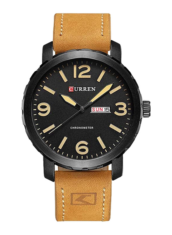 

Curren Analog Watch for Men with Leather Band, Water Resistant, M-8273-2, Brown-Black