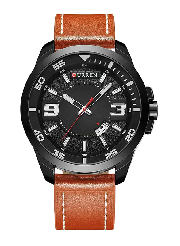 

Curren Analog Watch for Men with Leather Band, M-8213-5, Brown-Black