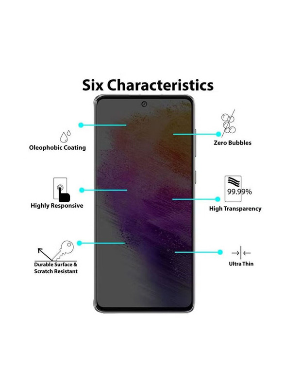 Samsung A02s Anti Scratch Bubble Free Privacy Tempered Glass Screen Protector, Black