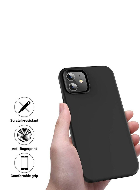 Apple iPhone 12/12 Pro Soft Silicone Slim Protective Mobile Phone Case Cover, Black