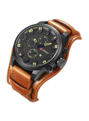 Curren Analog Watch for Men with Leather Band, Water Resistant and Chronograph, 8192, Brown-Black