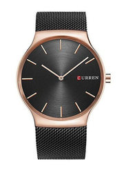 Curren Analog Watch for Men with Stainless Steel Band, Water Resistant, 8256, Black-Black