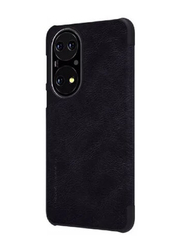 Nillkin Huawei P50 Leather Qin Series Classic Flip Protective Mobile Phone Case Cover, Black