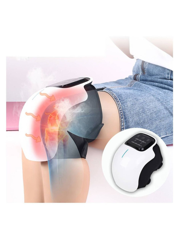 XiuWoo Pain Relief Electric Cordless Vibration Knee Massage Device with Kneading, White