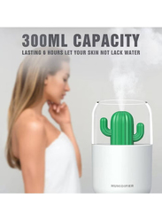 Arabest Cactus Cool Mist Desktop Humidifier Air Purifier with Colorful LED Light, 300ml, White