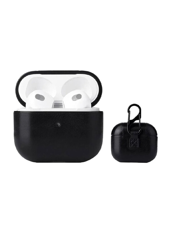 

Gennext Apple AirPods 3 Leather Smooth Texture Protective Case Cover with Buckle, Black