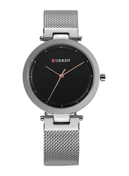 Curren Analog Watch for Women with Stainless Steel Band, Water Resistant, 2351840, Silver-Black