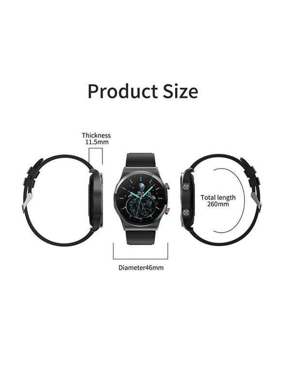 LW HD Screen Sports Smartwatch with Bluetooth Calling, Heart Rate & Body Temperature Monitoring for Android iPhone, Black