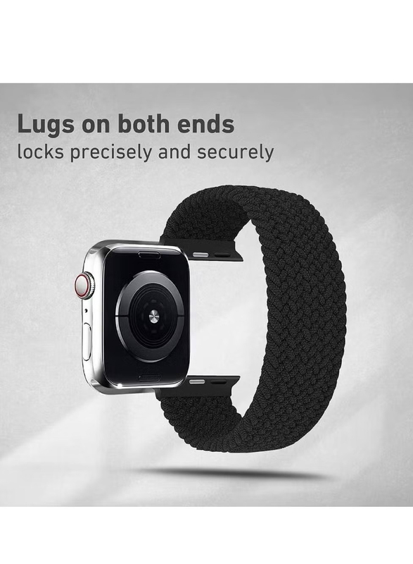 Replacement Braided Loop Strap Band for Apple Watch 44mm Small, Black