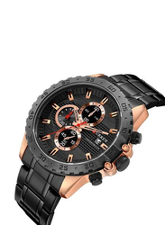 Curren Analog Watch for Men with Stainless Steel Band, Water Resistant and Chronograph, Black
