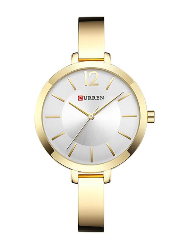Curren Analog Quartz Watch for Men with Stainless Steel Band, Water Resistant, GET15592792, Gold-White