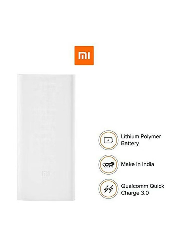 Xiaomi Mi 20000mAh Power Bank, AC368, White