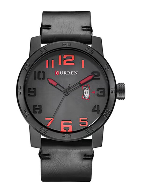 

Curren Analog Watch for Men with Leather Band, Water Resistant, 32814056520, Black