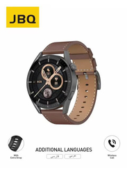 JBQ SW-G1 46mm Smart Watch with 1.36"AMOLED HD Display, SpO2 Tracking, All Day Heart Rate Monitoring, IP68 Waterproof, Wireless Call & Extra Strap, Black/Brown