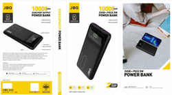 JBQ 10000mAh Fast Charging Power Bank with PD22.5W Dual Port USB and Type-C Input, Black