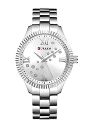 Curren Analog Unisex Wrist Watch with Stainless Steel Band, Water Resistant, 9009, Silver-Silver