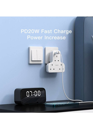 Yesido PD Charging Socket, 20W with 3 Power Plug 2 USB, White
