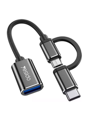 Yesido 2-in-1 OTG Super Fast USB 3.0 Data Transmission Cable, UBS Type A to Multiple Types for Smartphones/Tablets, Black
