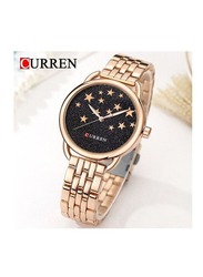 Curren Analog Watch for Women with Stainless Steel, Water Submerge Resistant, 9013, Gold-Black