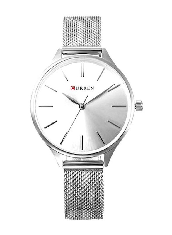 Curren Analog Watch for Women with Stainless Steel Band, Water Resistant, 9024, Silver