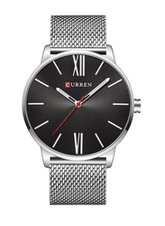 Curren Casual Quartz Analog Watch for Men with Stainless Steel Band, NNSB03707793, Silver-Black
