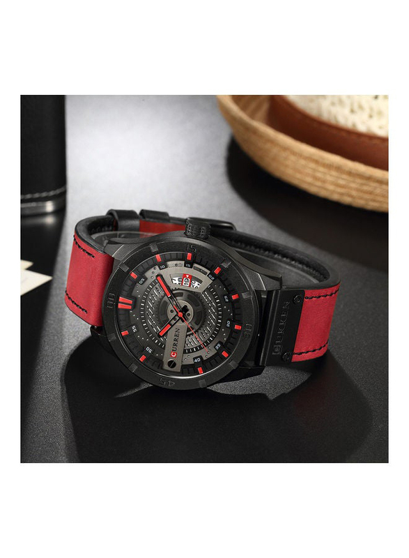 Curren Analog Watch for Men with Alloy, J2775R-KM, Red-Black