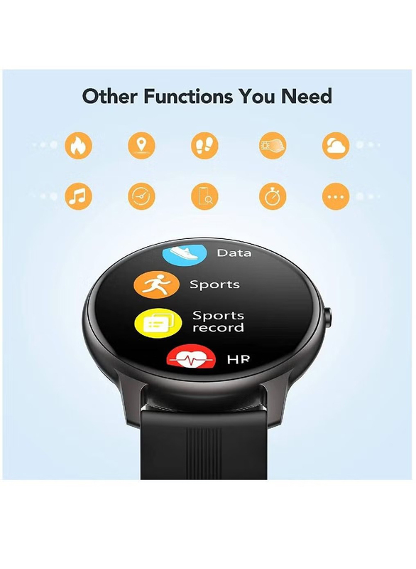 Curren New Full Touch with Big Screen Retina HD 1.28 IPS Round Screen Long Standby Fitness Sports Smartwatch, Black
