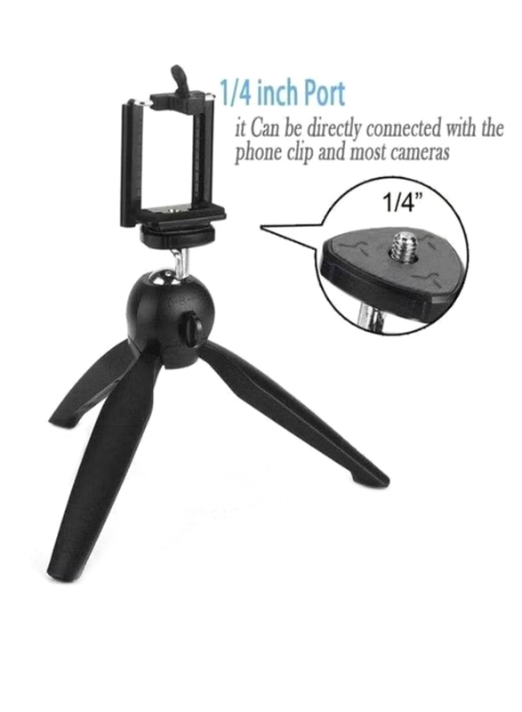 Adjustable Plastic Mini Tripod, Black