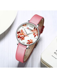 Curren Analog Wrist Watch for Women with Leather Band, Water Resistant, J4275P, Pink-White