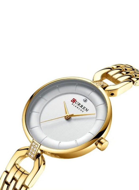 Curren Analog Watch for Women with Stainless Steel Band, Water Resistant, J4169GW-KM, Gold-Silver