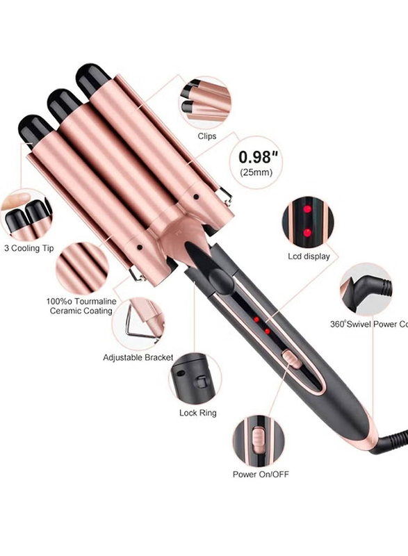 Arabest Double Anion Curling Iron, Rose Gold/Black