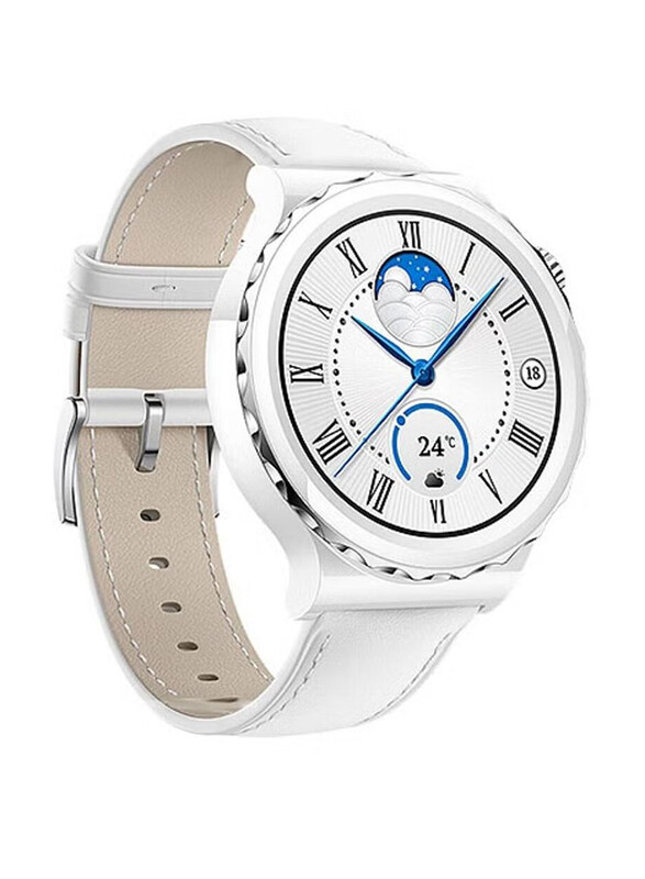 

Generic Replacement Genuine Leather Strap for Huawei Watch GT3 Pro, White