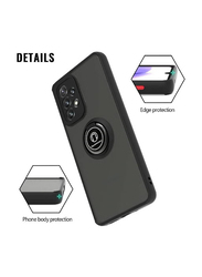 Samsung Galaxy A13 4G Matte Silicone Protective with 360 Degrees Rotate Metal Magnetic Ring Kickstand Mobile Phone Back Case Cover, Black