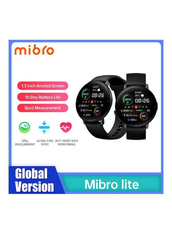 1.3-Inch AMOLED Screen Smart Bracelet Global Version Smartwatch Fitness Tracker Black