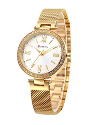 Curren Analog Watch for Women with Stainless Steel Band and Water Resistant, 2358899, Gold-Silver