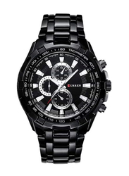 Curren Analog Chronograph Watch for Men with Stainless Steel Band, Waters Resistant, SW0115, Black