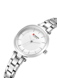 Curren Analog Watch for Women with Stainless Steel Band, Water Resistance, J4170W-KM, Silver-White