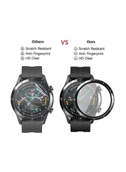 5D Full Curved Tempered Glass Screen Protector for Huawei Watch GT3 42mm, 2 Piece, Clear/Black