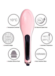 Fast Hair Straightener Electric Comb Brush with LCD Display, Pink