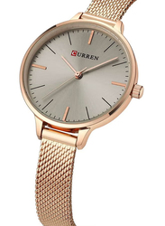 Curren Analog Wrist Watch for Women with Stainless Steel Band, Water Resistant, C9022L-1, Copper-Grey