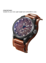 Curren Analog Watch for Men with Leather Band, Chronograph, J3745BCA-KM, Brown-Black