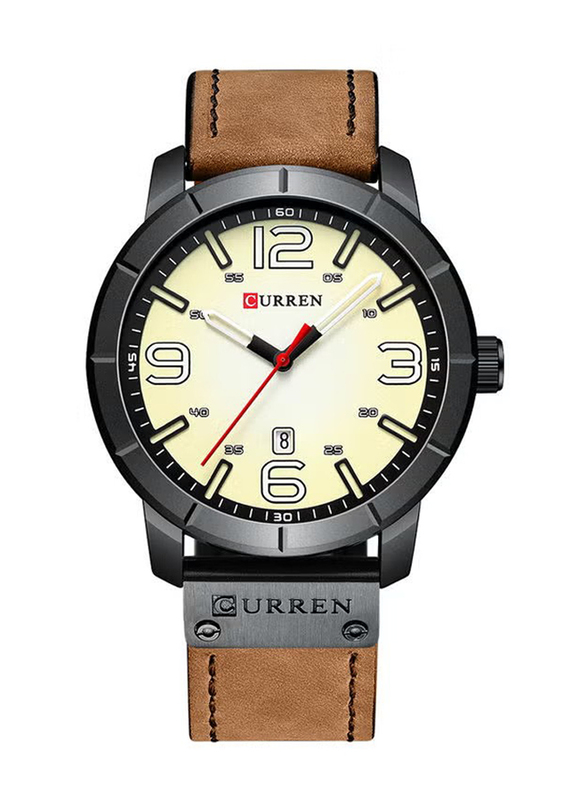 Curren Analog Watch for Men with Alloy Band, J3634Y-KM, Brown-Yellow