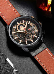 Curren Analog Watch for Men with Alloy Band, Chronograph, J4517B-KM, Brown-Black