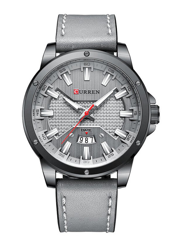 

Curren Analog Watch for Men with Leather Band, Water Resistant, 8376-4, Grey