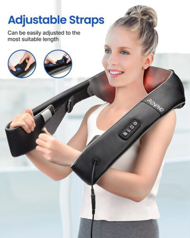 Renpho Neck Massager with Adjustable Strap, One Size, Black