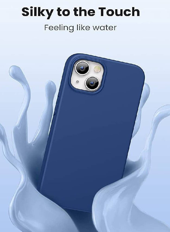 Soft Liquid Gel Rubber Silicone Protective Case Cover for iPhone 13, Blue
